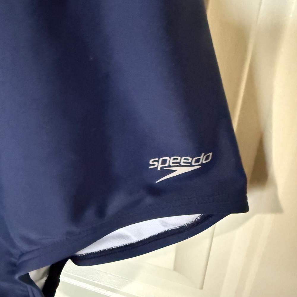 Speedo One Piece Swimsuit Women Medium Navy Blue Excellent Racerback Athletic‎ - Picture 4 of 6